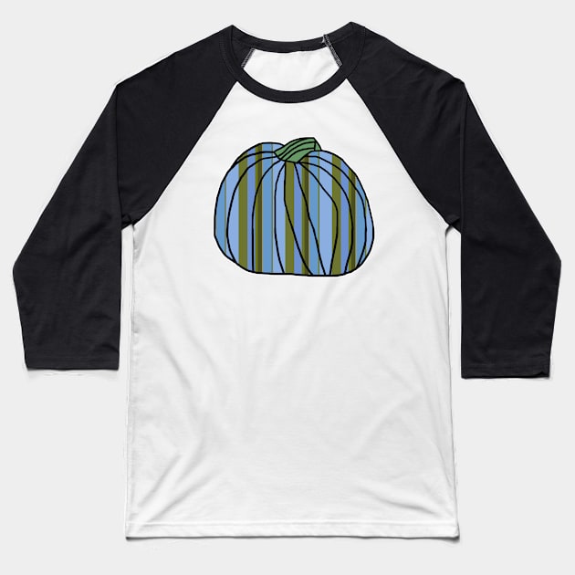 Halloween Horror Pumpkin Blue Green Stripes Baseball T-Shirt by ellenhenryart